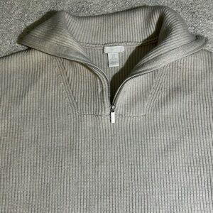 H&M Cream Ribbed Quarterzip Sweater Men’s Size S